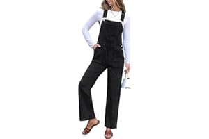 luvamia Jean Overalls for Women Straight Leg Baggy Stretchy Denim Bib Adjustable Strap Casual Overall Jumpsuit Loose Fit