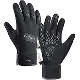 FOXLVDA 10℉ Winter Gloves Men Women, Waterproof Windproof Thermal Touch Screen with Non-Slip Grip and Warm Lining for Cold Weather Cycling Driving Hiking Running Golf Ski Snow Ski Sports Daily Work