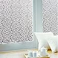 Coavas Flower Decorative Non-Adhesive Frosted Privacy Window Film For Home or Office (17.7by78.7 Inch)