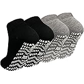 ZAKASA Non-Slip Grip Socks for Men: Non Skid Grippy Socks Anti Slip Gripper for Elderly Hospital Yoga Pilates