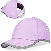 Little Girls Criss Cross Ponytail Hat Toddler Reflective Baseball Cap Kids Quick Dry Summer Sports Hats Age 3-8