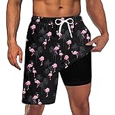 Goodstoworld Mens Swim Trunks with Compression Liner 9'' Inseam Quick Dry Swimsuit Shorts M-3XL