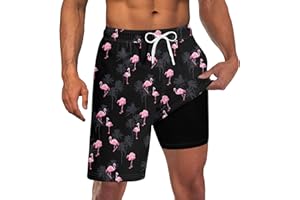 Goodstoworld Mens Swim Trunks with Compression Liner 9'' Inseam Quick Dry Swimsuit Shorts M-3XL