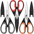 iBayam 3-Pack Kitchen Scissors All Purpose Kitchen Shears Heavy Duty Scissors with Protective Sheath for Food, 8.5" Comfort Grip Stainless Steel Dishwasher Safe Cooking Scissors, Kitchen Utensils