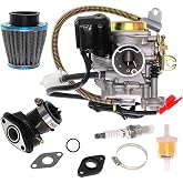 High-Performance 50CC 4-Stroke GY6 Carburetor for 49cc-50cc Scooters and Mopeds, Compatible with 139QMB 139QMA Engines, Includes Intake Manifold