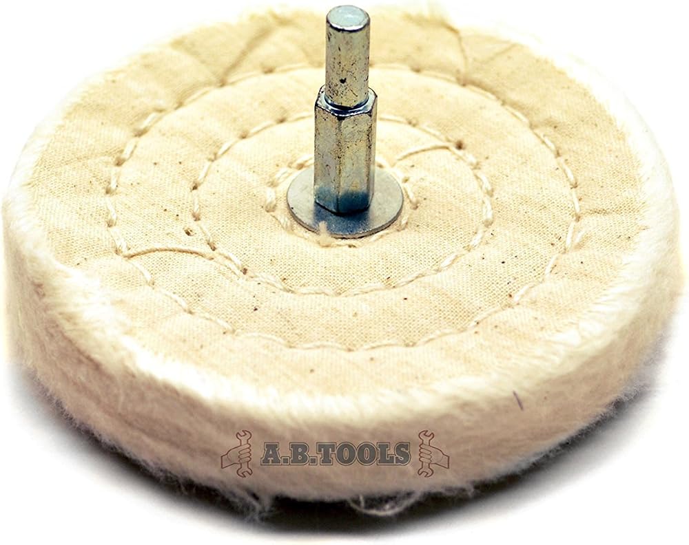 Toolzone DR208 100mm White Cloth Polishing Mop Wheel 6.35mm Shank Buffing