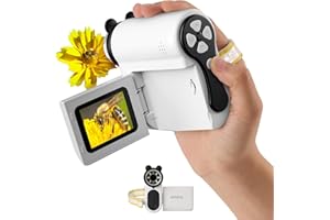 Hideal HP60 IPS Microscope for Kids: [Auto On & Off] [3-in-1] 2" Portable Handheld Microscope Miniscope, Pocket Mini Scope Educational Science Kit, Christmas Birthday Gifts for Kids, PC View, White
