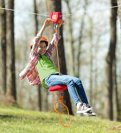 Amazon Com Hearthsong 80 Red Backyard Zipline Kit Kids Outdoor