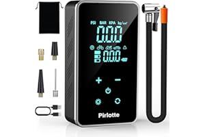 PRILOTTE Tire Inflator Portable Air Compressor-Air Pump for Car-18000mAh Electric Air Compressor-Portable Air Pump Cordless-150 PSI Tire Pump with Touch Screen/Gauge/Light for Motorcycle, Bike, Ball(Black)