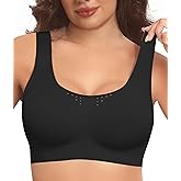 Easybunny Womens Minimizer Bras for Women Full Coverage Wireless Plus Size Supportive Wide Strap Tshirt Seamless Bra Bralette Black 5XL