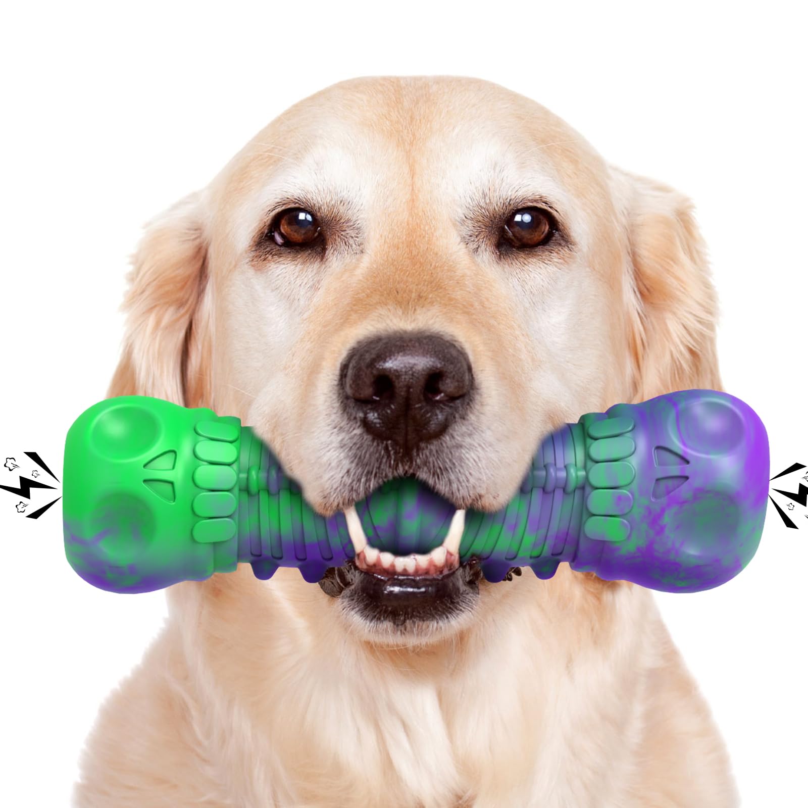 HETOO Dog Chew Toy, Indestructible Chew Bone Dog Toy, Dog Toy for large/medium sized dogs, squeaky rubber toy, cleans teeth and gums Dog Chew Toys