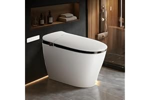 ABATH 17.5" Smart Toilet with Bidet Built in Heated Elongated Seat, Auto Flush/Open/Close, Instant Warm Water/Dryer, Power Flush, Night Light, Remote/Knob Control, One-Piece Bidet Toilet for Bathrooms