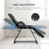 VONLUCE Adjustable Massage Bed 3 Section Steel Frame 330lbs Capacity Black view 3