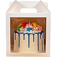 Gretel 10-Pack 8x8x8 inch Cake Box for Tall Cakes with Window and Handle | Disposable Cake Containers (10)