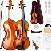 LeSage Violin for Beginners, 4/4 Full Size Acoustic Complete Kit with Case | Include Hard Case, Tuner, Rosin, Wood Shoulder Rest, Bow and Extra Strings &amp; More