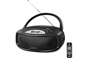 Gelielim Portable CD Player Bluetooth Boombox, FM Radio with Remote, Karaoke, Playback CD/MP3, Front Aux-in Port, Headphone Jack, Tiny Body, LCD Display, Supported AC/DC
