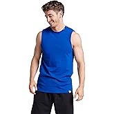 Russell Athletic Men's Dri-Power Cotton Blend Sleeveless Muscle Shirts, Moisture Wicking Odor Protection UPF 30+, Sizes S-4X