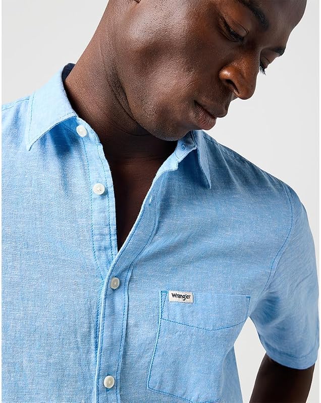 - Camisa Hombre - Corte Regular - SS 1 Pkt Shirt - Pacific Blue