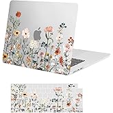 MOSISO Compatible with MacBook Air 15 inch Case 2026 2025 2024 2023 Release M4 A3241 M3 A3114 M2 A2941 Liquid Retina Display&Touch ID, Plastic Garden Flowers Hard Shell & Keyboard Cover, Transparent