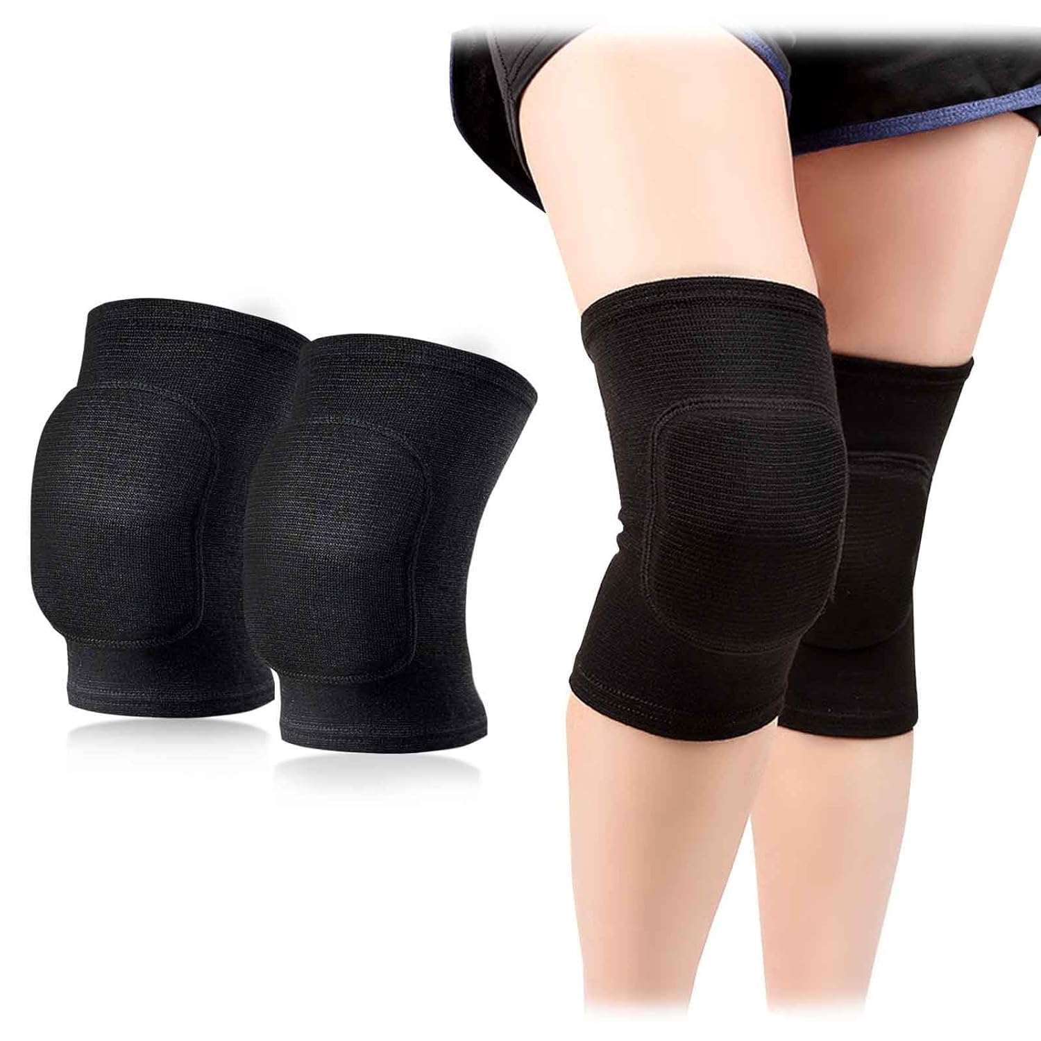 guowanpp 1 Pair Stretchy Knee Pads, Volleyball Knee Pads for Dancers, Dance Knee for Women, Soft Dance Knee Protective for Dance Volleyball Football Yoga Tennis Cycling Jogging.
