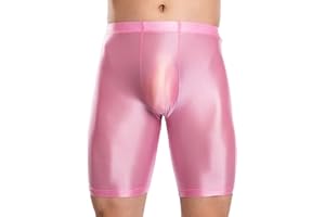 FEOYA Men's Shiny Glossy Oily Compression Shorts Tights See Through Sheer Sports Trunks Bottoms for Bodybuilding