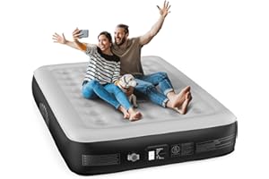 Airefina Queen Air Mattress with Built-in Pump 13", Blow up Mattress in 3 Mins, Queen Size Inflatable Anywhere Bed with Flocked Surface for Camping, Home, Foldable & Portable 80x60x13in