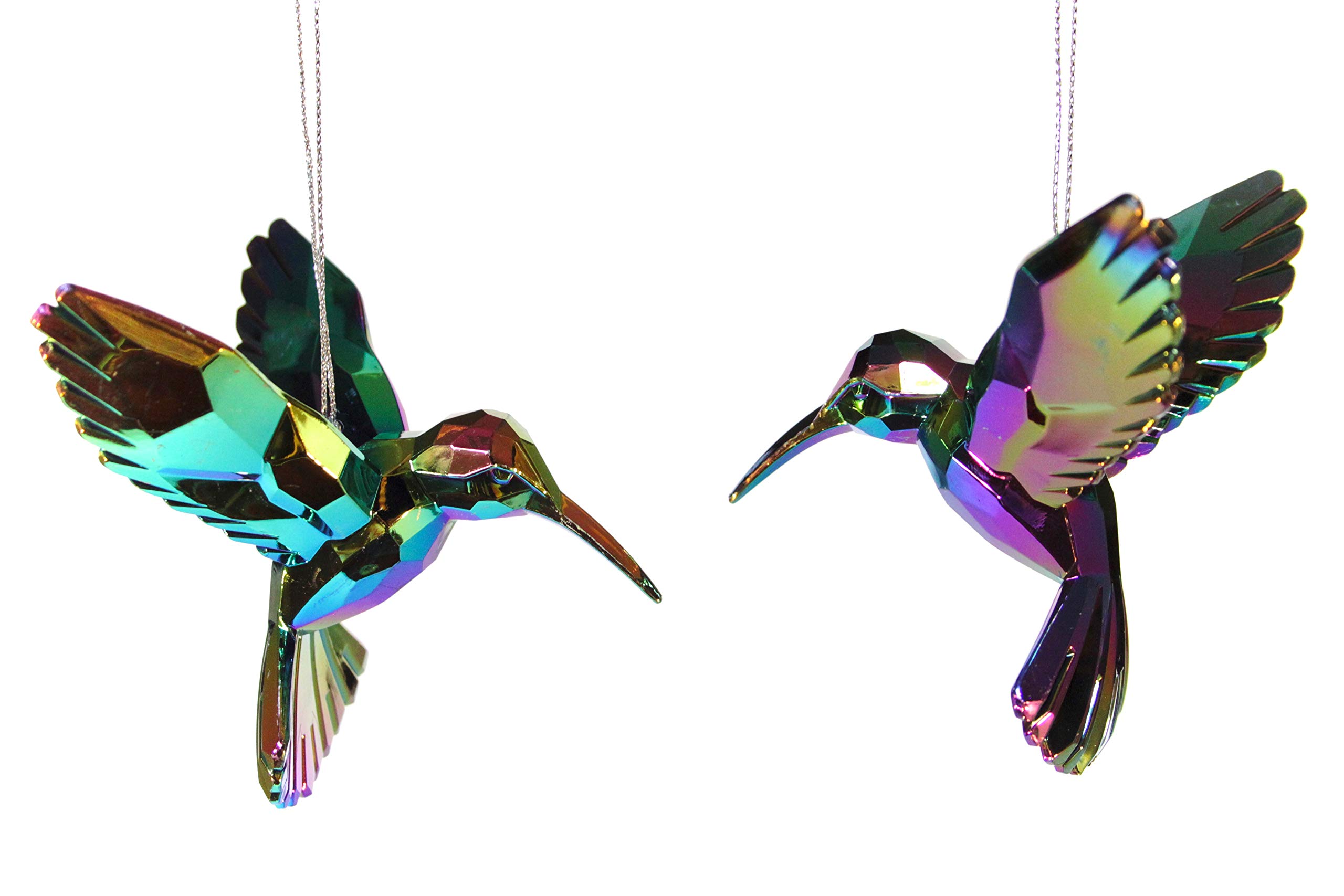 Gisela Graham Set of 2 Glass Effect Hummingbird Stunning Christmas Tree Decorations
