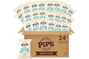 PIPCORN Mini Heirloom Popcorn by Heirloom Pip's Snacks - Sea Salt,1oz 24pk - Healthy Gluten Free Snack Packs, Heirloom Corn, Salty