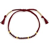 GemSymphony Gemstone Beads Braided Bracelet – 3.5mm Natural Stone Beads, Handmade Adjustable Braided Rope Bracelet, Healing Crystal Jewelry for Men & Women, Unisex Boho Gift