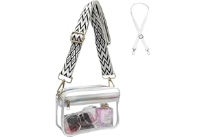 Lackycc Clear Purses Bag for Women Stadium Approved,Clear Crossbody Purse Concert Messenger Bag with Removable Guitar Strap