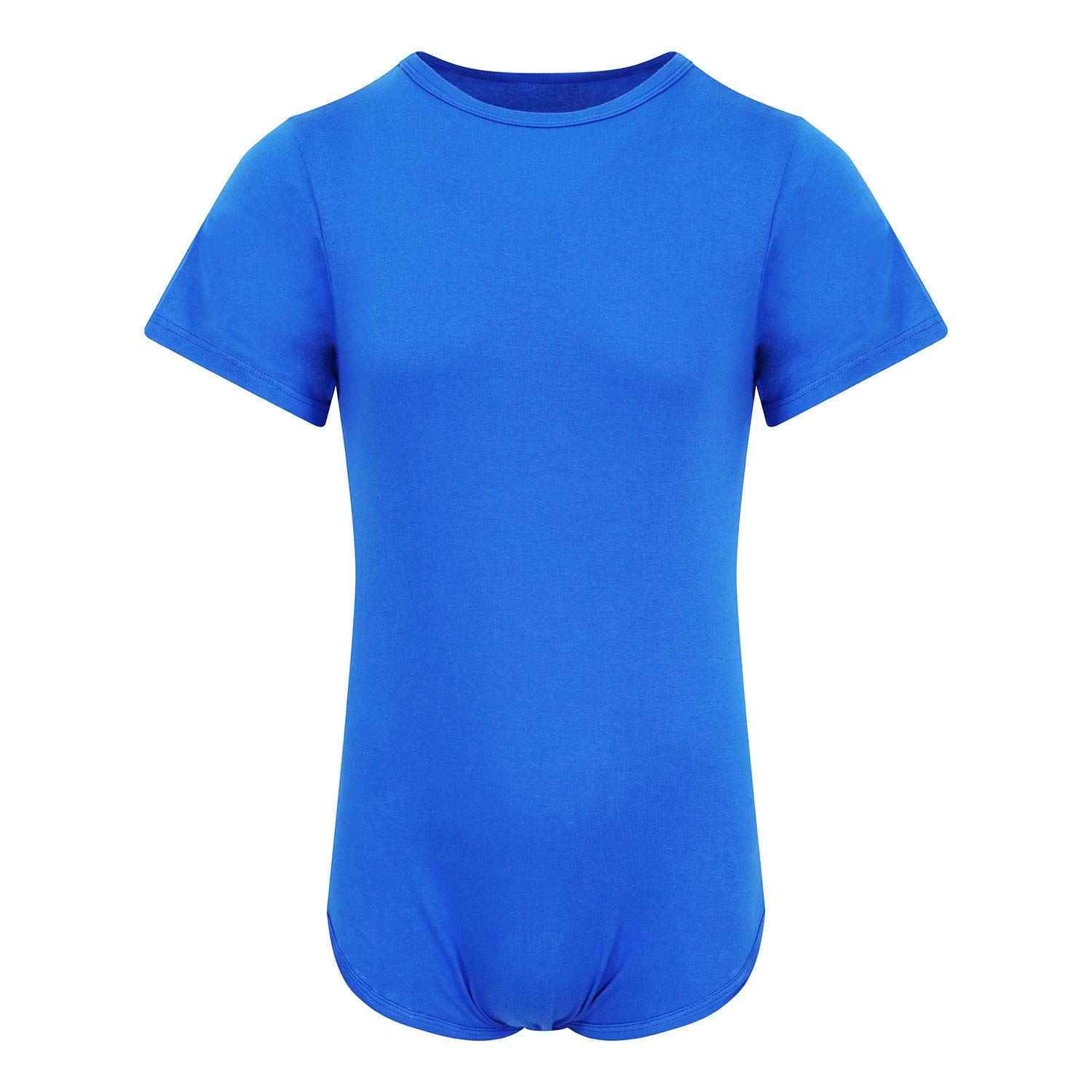 DrylifeAdult Short-Sleeved Unisex 95% Cotton Incontinence Bodysuit with Crotch Snaps - Blue (Medium)