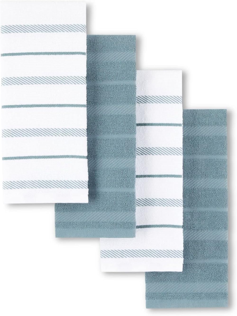 KitchenAid Albany Towel 4-Pack Fog Blue White 16x26 Set