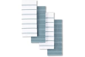 KITCHENAID Albany Kitchen Towel 4-Pack Set, Fog Blue/White, 16"x26"