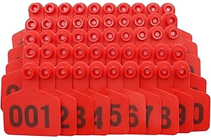 KHEARPSL Cattle Cow Ear Tags Numbered Livestock Identifcation Ear Tags for Cattle Cow Horse Pig Goat Sheep Farm Animal (001-100, red)