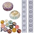 7 Chakra Stones Resin Molds 2 Pack Silicone Round Reiki Healing Crystal with Engraved Chakra Symbols Epoxy Resin Casting Mould DIY Crafts Jewelry Pendant Keychain Home Decor Ornament
