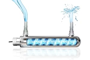 coospider-repta 12W Inline Aquarium UV Light Clarifier for Koi Pond Small Pool Filter Cold Plunge UVC Light Stainless Steel Ultraviolet Green Clear Machine