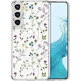 RALEAVO for Samsung Galaxy S22 Plus Case Compatible with MagSafe Clear Floral Cover with Flower Branch Pattern for Girls Women Slim Cute Hard Back Shockproof for S22 Plus Phone Case,Transparent