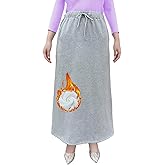 ADWAXDA Women Long Fleece Lined Skirt Warm Thick Autumn Winter Skirts Elastic Waist A Line Flared Maxi Skirt with Pockets