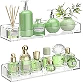 YLYEEU 2PCS Acrylic Floating Shelves for Wall, 15" Clear Acrylic Shelves, Bathroom Shelf with Two Types of Installation, Space Saving Hanging Wall Shelf for Bathroom, Living Room, Bedroom, Kitchen