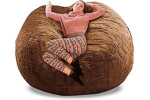 GQZGGXX Bean Bag Chair, 4-feet, PV Fur - Brown - No Bean Bag Filler (Cover only)