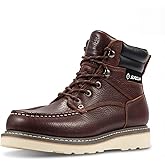 SUREWAY Moc Toe Work Boots for Men, Wedge Sole, Soft Toe | Full-grain leather with Goodyearwelt, comfort insole, EH protection, oil and slip-resistant wedge sole
