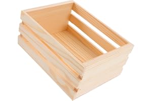 WATIIFUFU Mini Wooden Storage Basket Decorative Hollow Crate Small Wood Organizer Box for Office Desk and Home