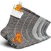 Time May Tell Mens Merino Wool Hiking Cushion Socks Thermal Warm Crew Winter Boot Socks Pack (2/4 Pair,6-13 Size)
