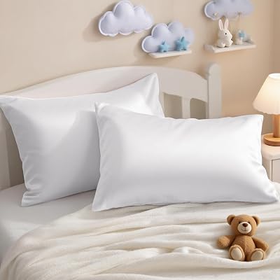 NTBAY 2 Pack 500 Thread Count Egyptian Cotton Toddler Pillowcases 40x60 White