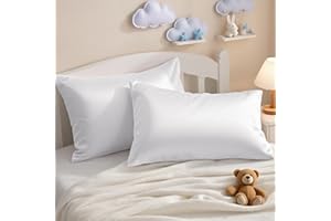 NTBAY Egyptian Cotton Toddler Pillowcases - Set of 2 - Travel Pillow Cases - 500 Thread Count Cotton 13x18 Pillow Covers - Envelope Closure Nursery Pillowcases, 13x18 Inches, White