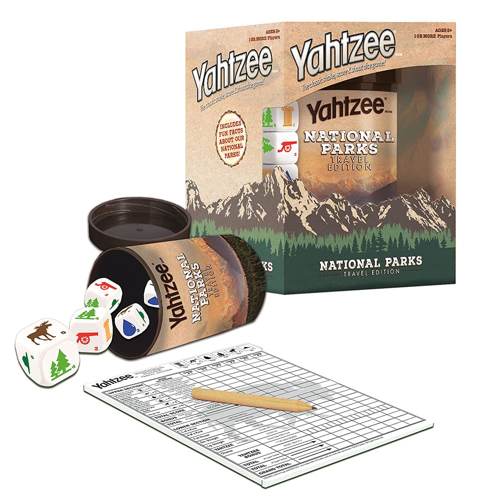 YAHTZEE National Parks Travel Edition | Classic Yahtzee Dice Game with a National Parks Theme | Perfect Travel Game for Families | Celebrate US National Parks Service