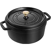 STAUB Cast Iron Dutch Oven 4-qt Round Cocotte, Made in France, Serves 3-4, Matte Black