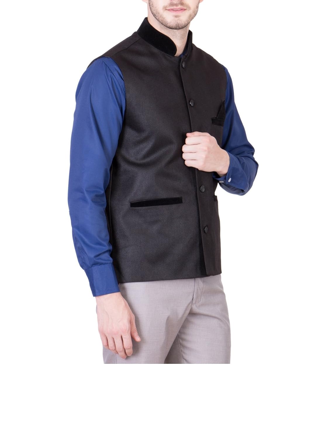 akaas men's jute nehru jacket