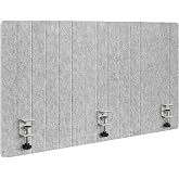 Keemute 48" Desktop Privacy Screen - Sound Absorbing Felt Panel, Clamp-On Foldable Office Divider for Desk, Silver Gray