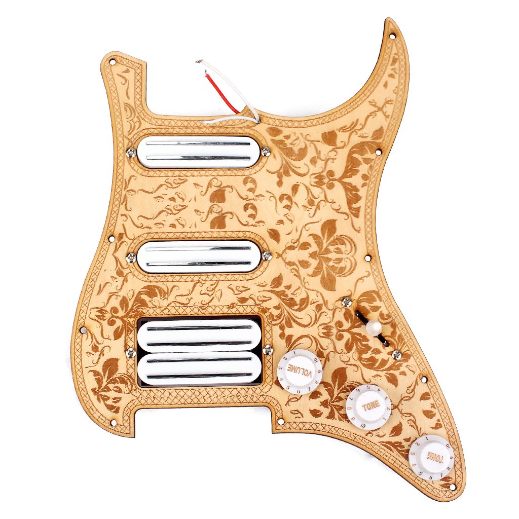Alnicov 3-Ply SSH Prewired Loaded Pickguard Set Alnico V Humbucker Pickups Maple Pickguard Back Plate Scratch Plate for Strat ST Style Electric Guitar